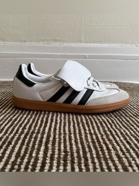 Adidas Samba Long Tongue Sneakers in White/Black/Gum Women’s 10